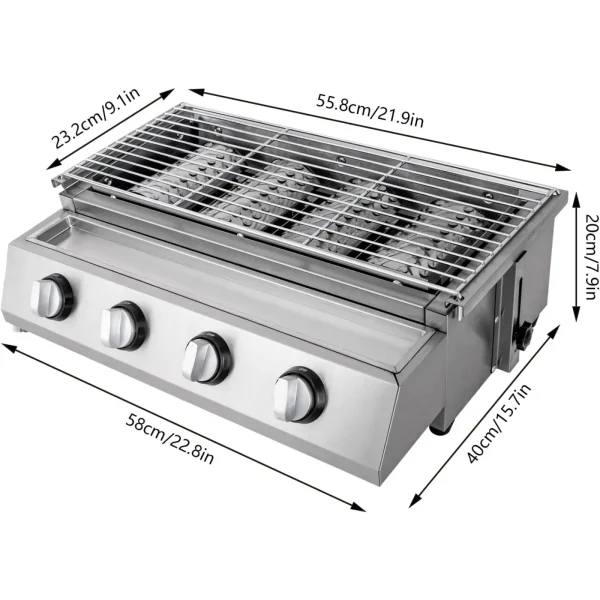 Smokeless 4‑Burner Pro-Grill